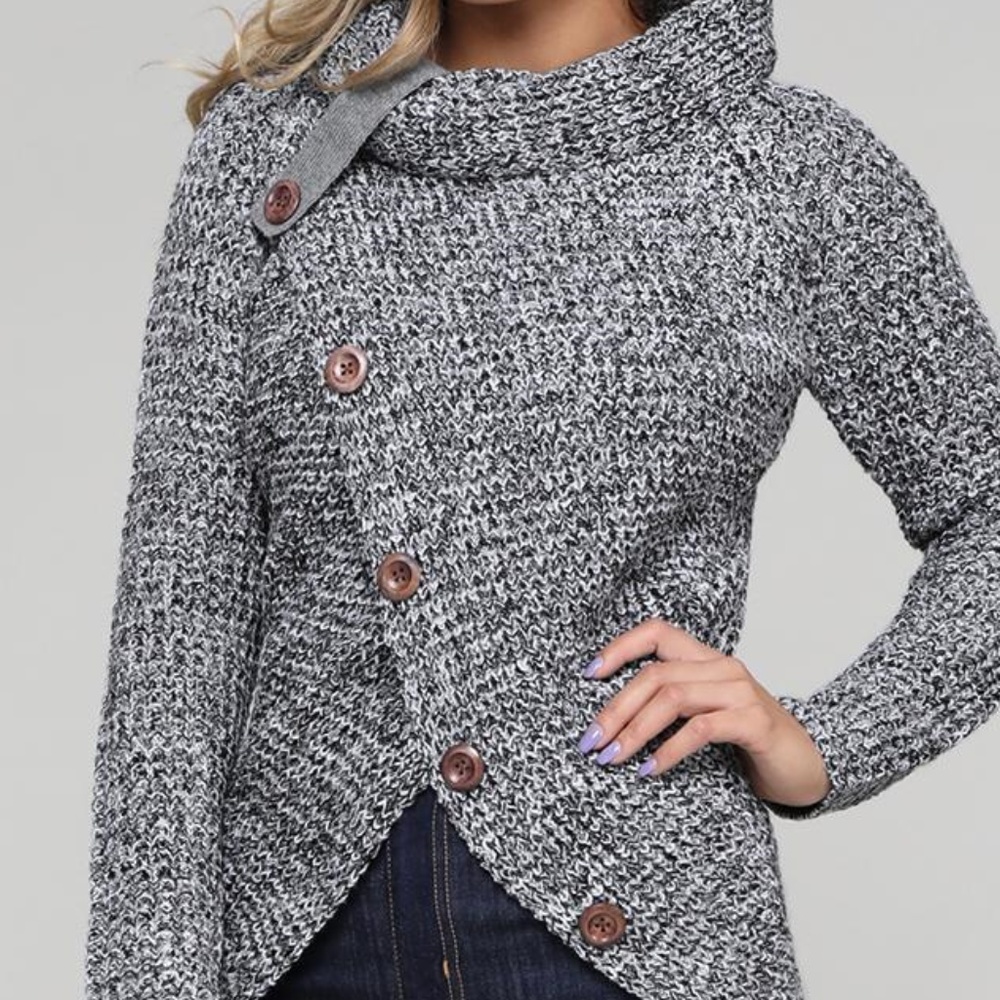 Buttoned Wrap Sweater - image 2
